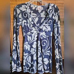 Sweet Pea Blue and White Wrap Blouse